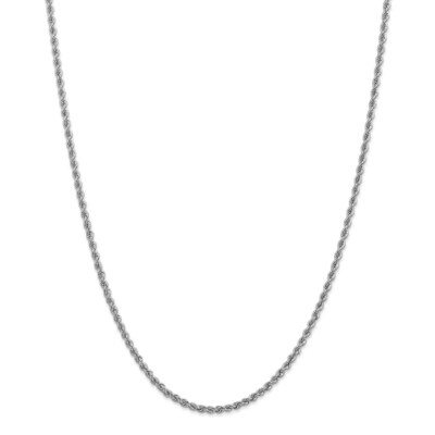 Pre-owned Superdealsforeverything Real 14kt White Gold 2.5mm Regular Rope Chain; 22 Inch; Lobster Clasp