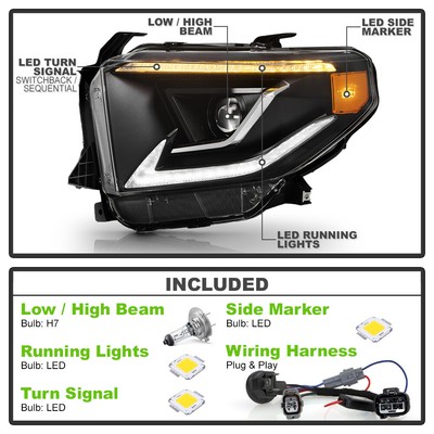 For 2014-2021 Toyota Tundra LED DRL Switchback Turn Signal Projector Headlights