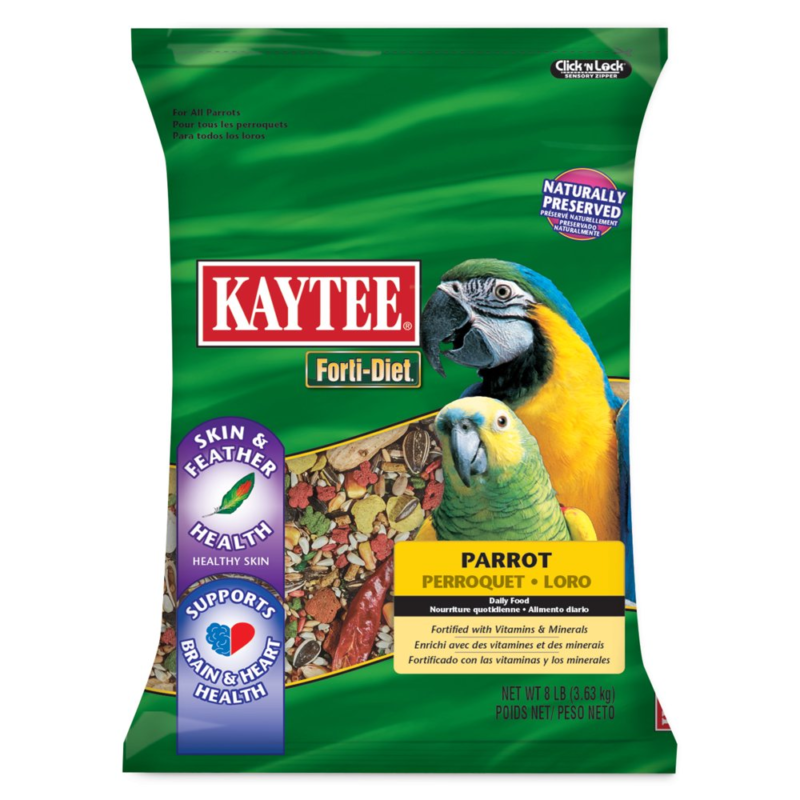 Kaytee Forti-Diet Parrot Feather Health Pet Bird Food, 8 lb 