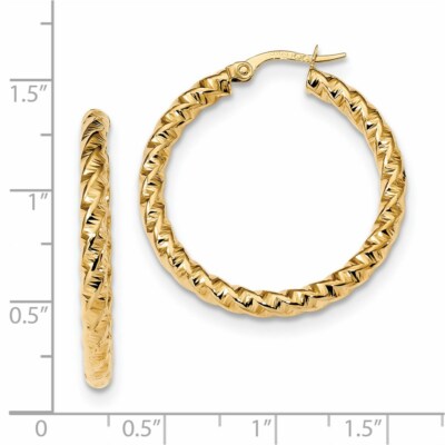 Pre-owned Superdealsforeverything Real 14kt Yellow Gold Gold Polished 3mm Twisted Hoop Earrings