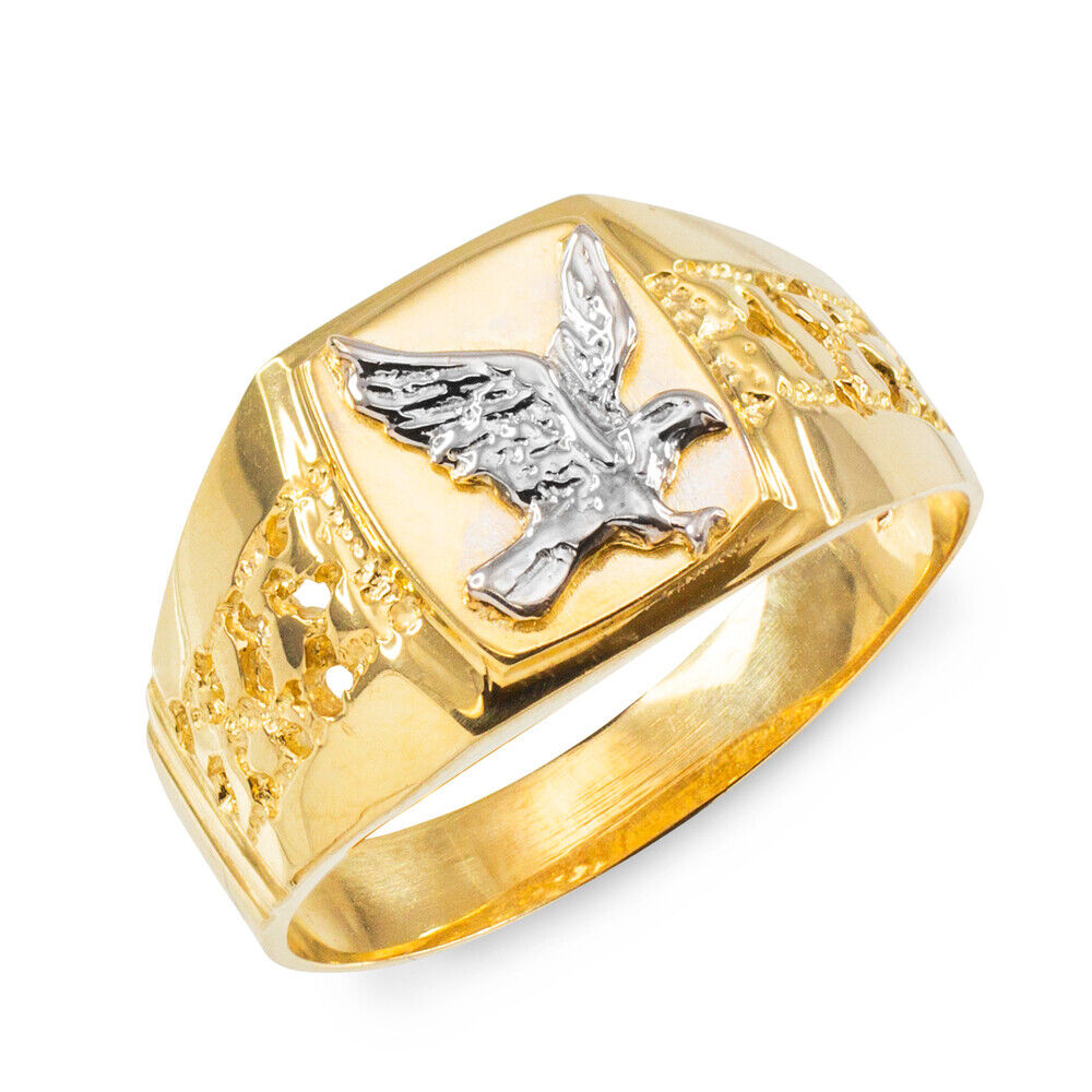 Pre-owned La Blingz Men's Gold Eagle Ring In Yellow Gold