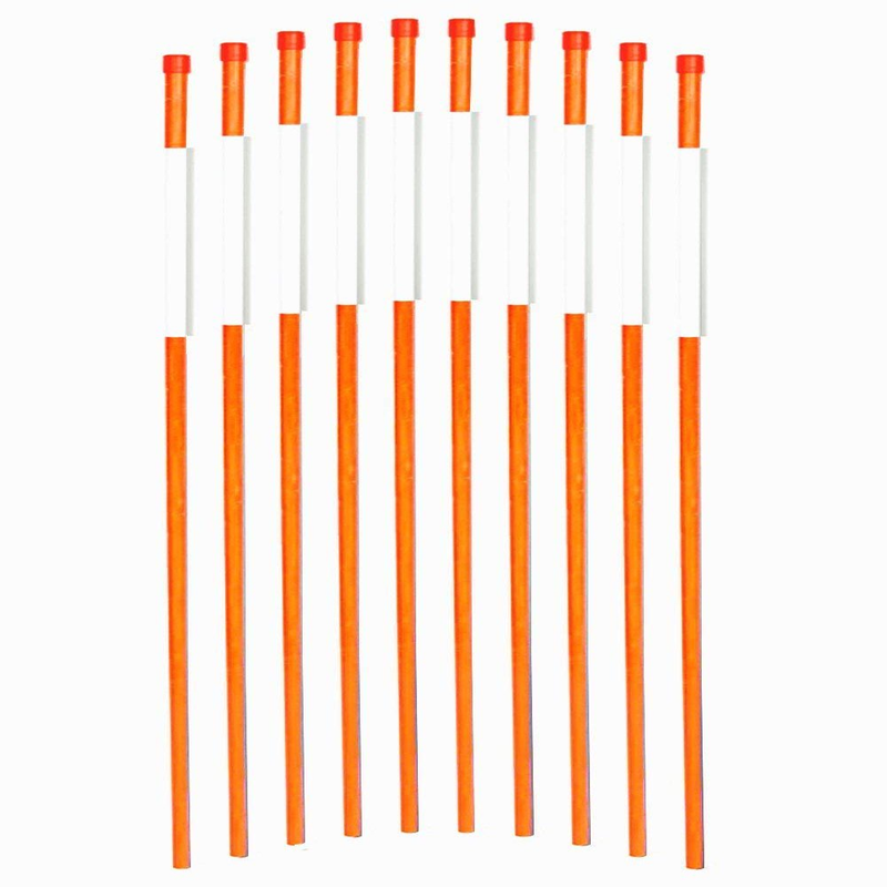 100 Pack 48" Reflective Driveway Markers Fiberglass Poles Orange Plowing Stakes