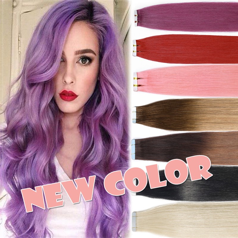 PINK Seamless Skin Weft Tape In 100% Indian Remy Human Hair Extensions THICK US