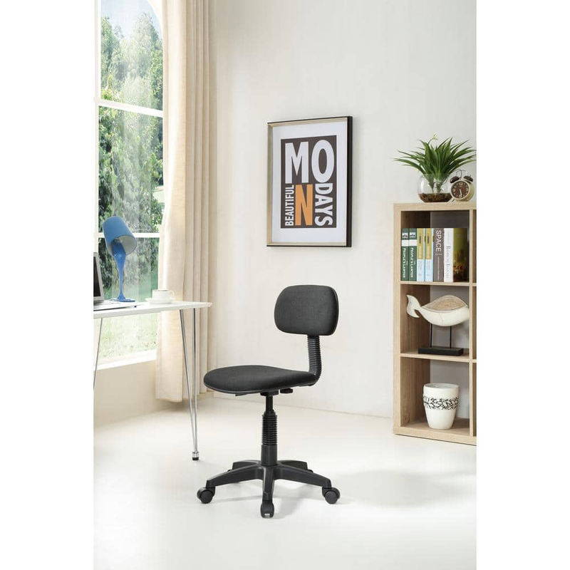 Office Chair Small Black Fabric Task Swivel Seat Armless Adjustable Height