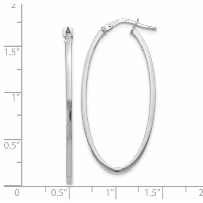 Pre-owned Superdealsforeverything Real 14kt White Gold Polished Oval Hoop Earrings