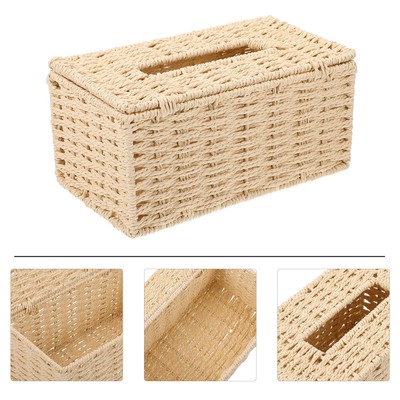  Rattan Tissue Box Cover Rectangular Tissues Decorative Boho Woven
