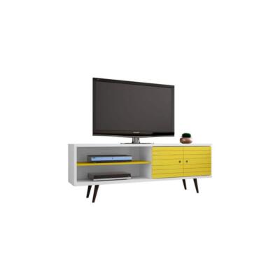 Fits 60" Screen 3-shelves White+yellow/gloss Wood