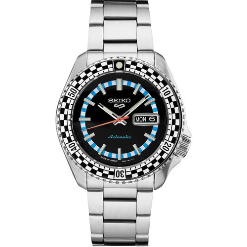 Pre-owned Seiko 5 Sports Special Edition Black Checkered Automatic Watch Srpk67