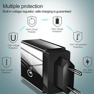 4Port Schnell Schnellladung QC 3.0 USB Hub Ladegerät Netzteil US UK EU Stecker