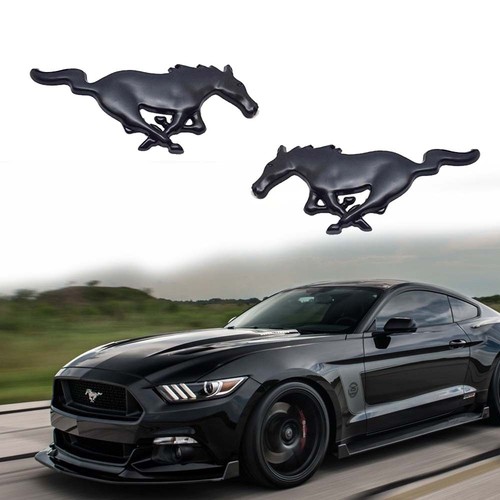 decals-emblems-licence-frames-4-metal-silver-pony-running-horse-emblem