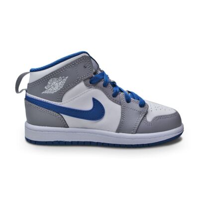 Детские кроссовки Nike Jordan 1 Mid (PS) — DQ8424 014 — цементно-серый, белый, настоящий синий