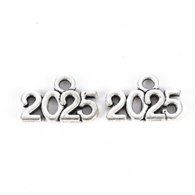 10 pieces - New YEAR 2025 Charms Tibetan Silver Alloy 14 x 9 mm FREE SHIPPING!