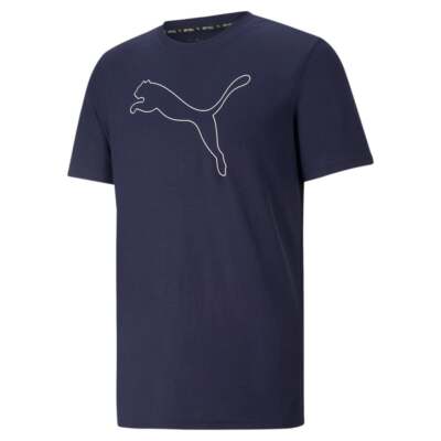 Спортивная футболка Puma Performance Cat Logo с круглым вырезом и коротким рукавом мужская синяя Casu