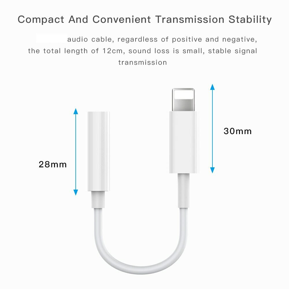 For iPhone Headphone Adapter 3.5mm Jack Aux Cord Dongle Audio Cable Connector