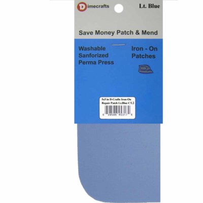 2 Iron-On Repair Patches 5 x 5 Inch Compare to Bondex - Light Blue