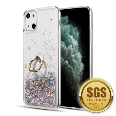 Waterfall Ring Liquid Sparkling Quicksand Tpu Case Silver For Apple iPhone 13