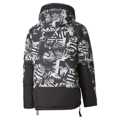 Pre-owned Puma Nemen X Storm Down Graphic Fullzip Jacket Mens Black, White Casual Athletic