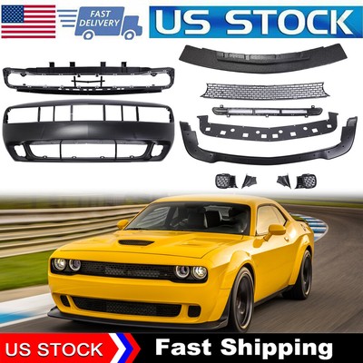 New Full Front Bumper Cover & Lip Hellcat Style For 2015-2023 Dodge Challenger