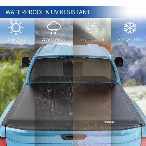 6FT Bed Soft Tonneau Cover For 2016-2023 Toyota Tacoma 3-Fold Truck Bed On Top