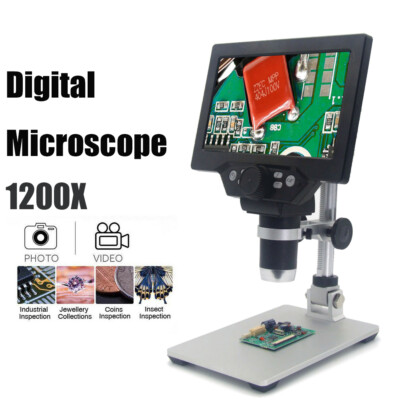 1-1200X Digital Mikroskop 7 Zoll LCD Farbbildschirm Microscope 12MP Lupe