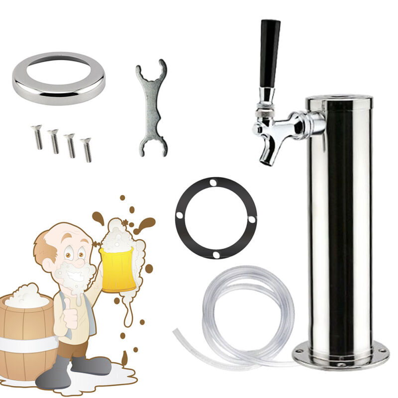 Tap Draft Beer Tower Stainless Steel Single Faucet Spout Kegerator Bar Pub