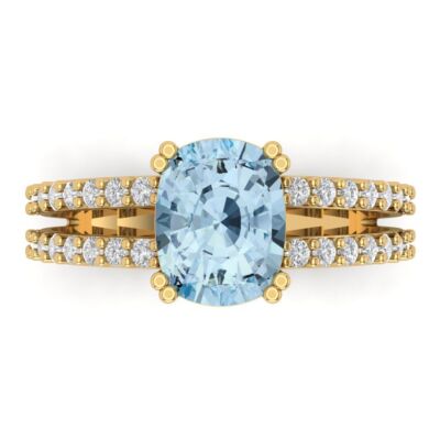 Pre-owned Pucci 3.50ct Cushion Cut Swiss Topaz Promise Bridal Wedding Ring Solid 14k Yellow Gold