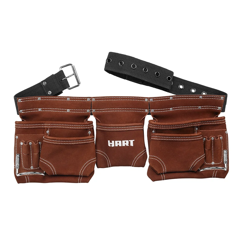 11-Pocket Double-Stitched Suede Brown Leather Tool Belt up to ...