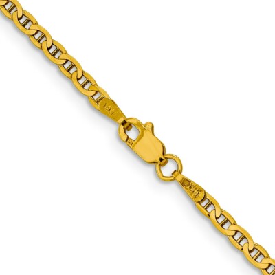 Pre-owned Samajewelers Real 10kt Yellow Gold 2.4mm Flat Anchor Chain; 24 Inch; Lobster Clasp