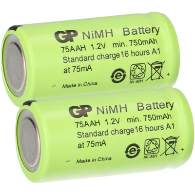 2x GP GP75AAH NiMH Akku 2/3AA 1,2V 750mAh Industriezelle wiederaufladbar