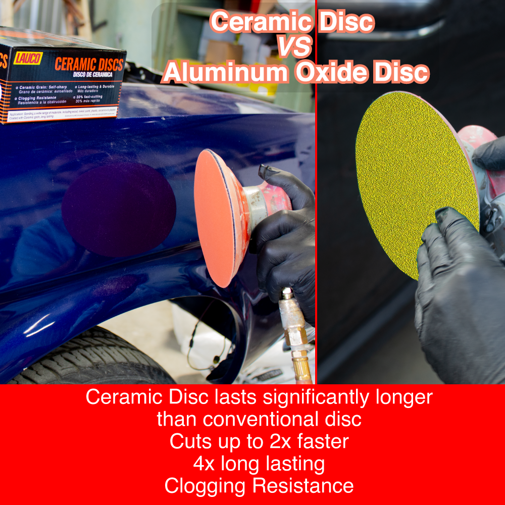 LAUCO Premium 6" Hook and Loop Ceramic Sanding Discs - 80 Grit (Box of 50)