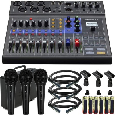 Zoom LiveTrak L-8 Portable 8-Track Digital Mixer And Multitrack Recorder Mic Kit