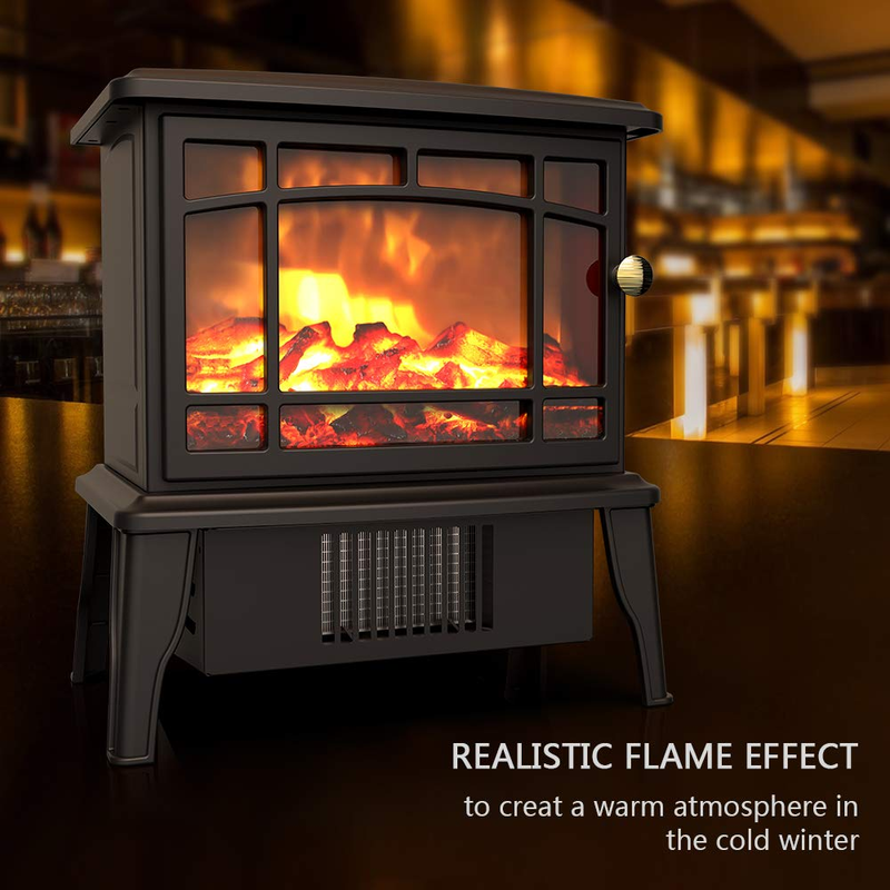 OPOLAR Mini Portable Electric Fireplace Heater, Small Desktop Space with Realist