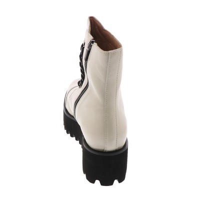 Pre-owned All Black Twin Chain Flatform Women's Boot In Ivory