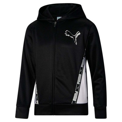 

Флисовая толстовка с капюшоном на молнии Puma Amplified Pack для подростков, черная повседневная верхняя одежда для мальчиков 85899, Черный