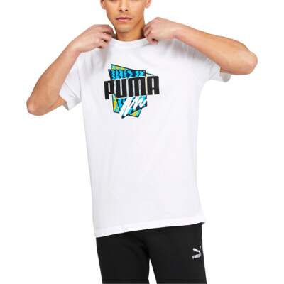 

Puma Summer Graphic Crew Neck Футболка с коротким рукавом Мужские белые повседневные топы 671357, Белый, Puma Summer Graphic Crew Neck Short Sleeve T-Shirt