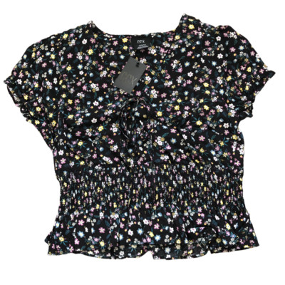 City Chic Women's Trendy Plus Size Floral Summer Daisy Ruched Peplum Top