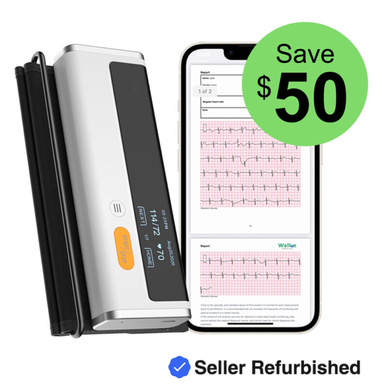 Wellue Armfit Plus Blood Pressure Monitor + EKG free AI-ECG analysis，Refurbished