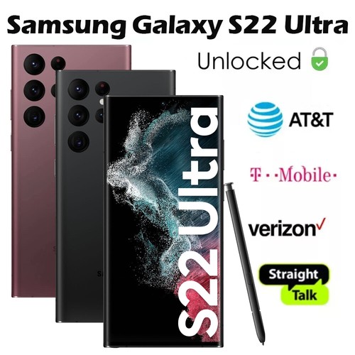 New Samsung Galaxy S22 Ultra 5G 512GB 256 128GB SM-S908U GSM