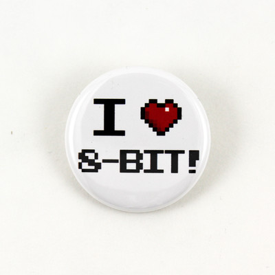 I Love 8-Bit! - Pinback Button NES Classic gaming culture video game nostalgia 
