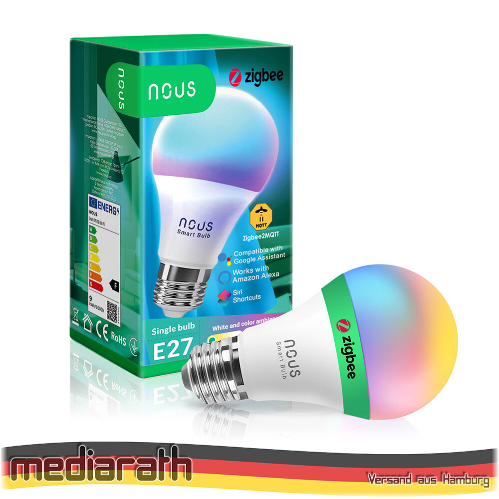 NOUS P3Z Smart LED ZigBee 3.0 Bulb Lampe RGB 9 Watt E27 Sockel A60 2700-6500K