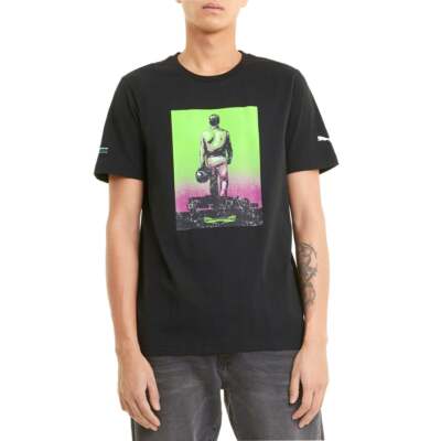 

Puma Mapf1 Graphic Crew Neck Футболка с коротким рукавом Мужские черные повседневные топы 599615-, Черный, Puma Mapf1 Graphic Crew Neck Short Sleeve T-Shirt
