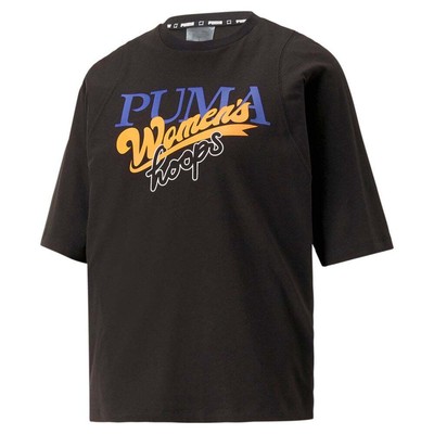 

Футболка с коротким рукавом и круглым вырезом Puma Strong Side Logo, женские повседневные топы размера, Черный