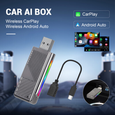 2 in1 Wireless Apple CarPlay adapter/Wireless Android Auto Adapter USB Plug&Play