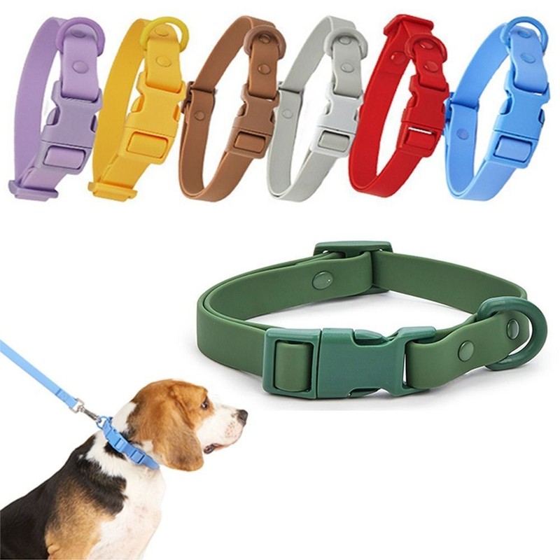 Dog Collar Adjustable Waterproof Soft Rubber PVC Puppy Collars Buckle Chain US