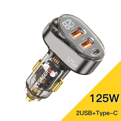 125W Car Dual USB Charger Type-C PD 65W Fast Charging For iPhone 14 13 12 Laptop
