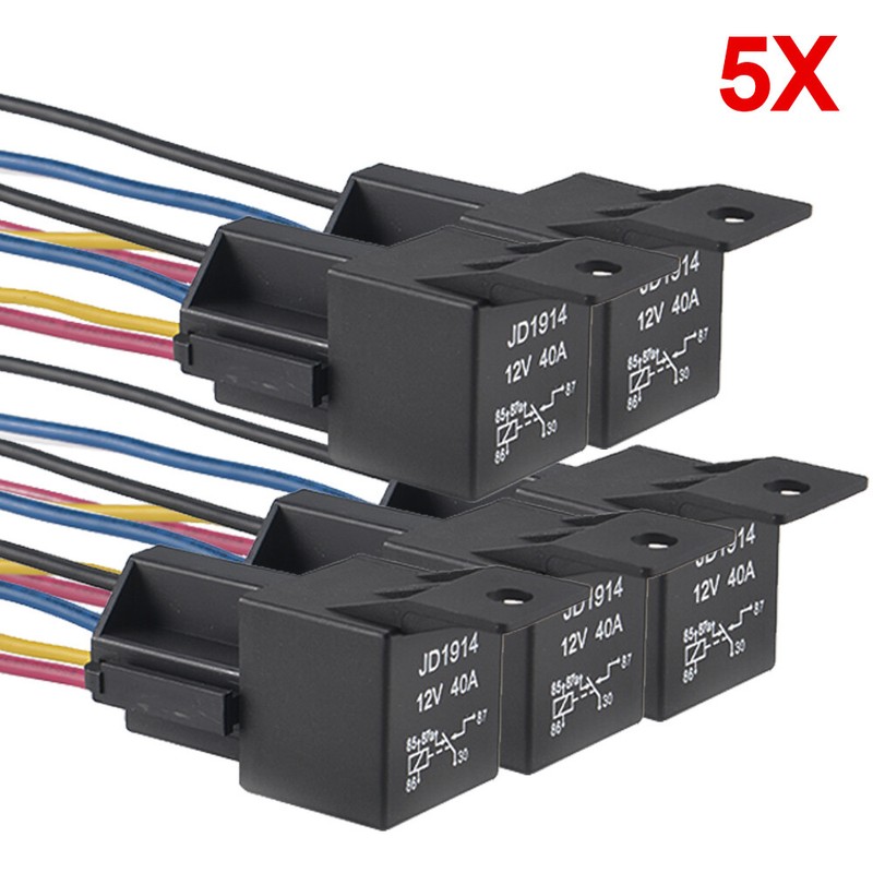 5X KFZ Schließer Öffner Relais Umschaltrelais Auto Wechselrelais Sockel 12V 40A
