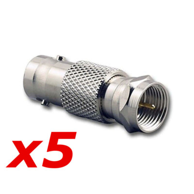 5 Pack - BNC Female Jack to F-Type Male Plug Coax Adapter Radio Connector RG59/6