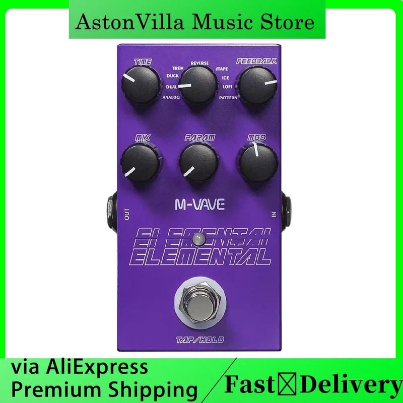 M-VAVE Elemental Delay｜9 Delay FX & TAP/HOLD｜True Bypass Studio-Grade｜Stage Esse