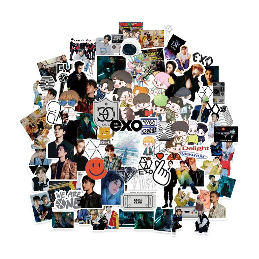 108PCS KPOP EXO Stickers for Luggage Skateboard Bicycle Wall Guitar DIY Stickers