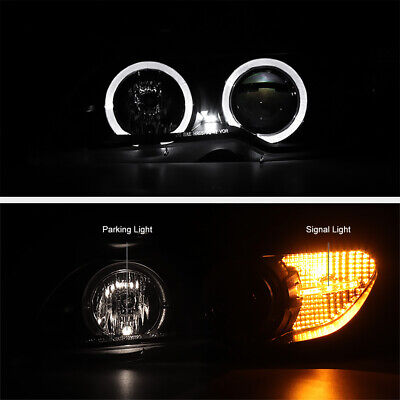 ::2004-2006 BMW E46 2DR Coupe 325ci 330ci Black Angel Eye Halo Projector Headlight